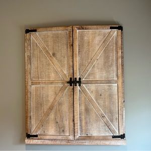 Farmhouse/Barn Door style mirror. Opens and closes!